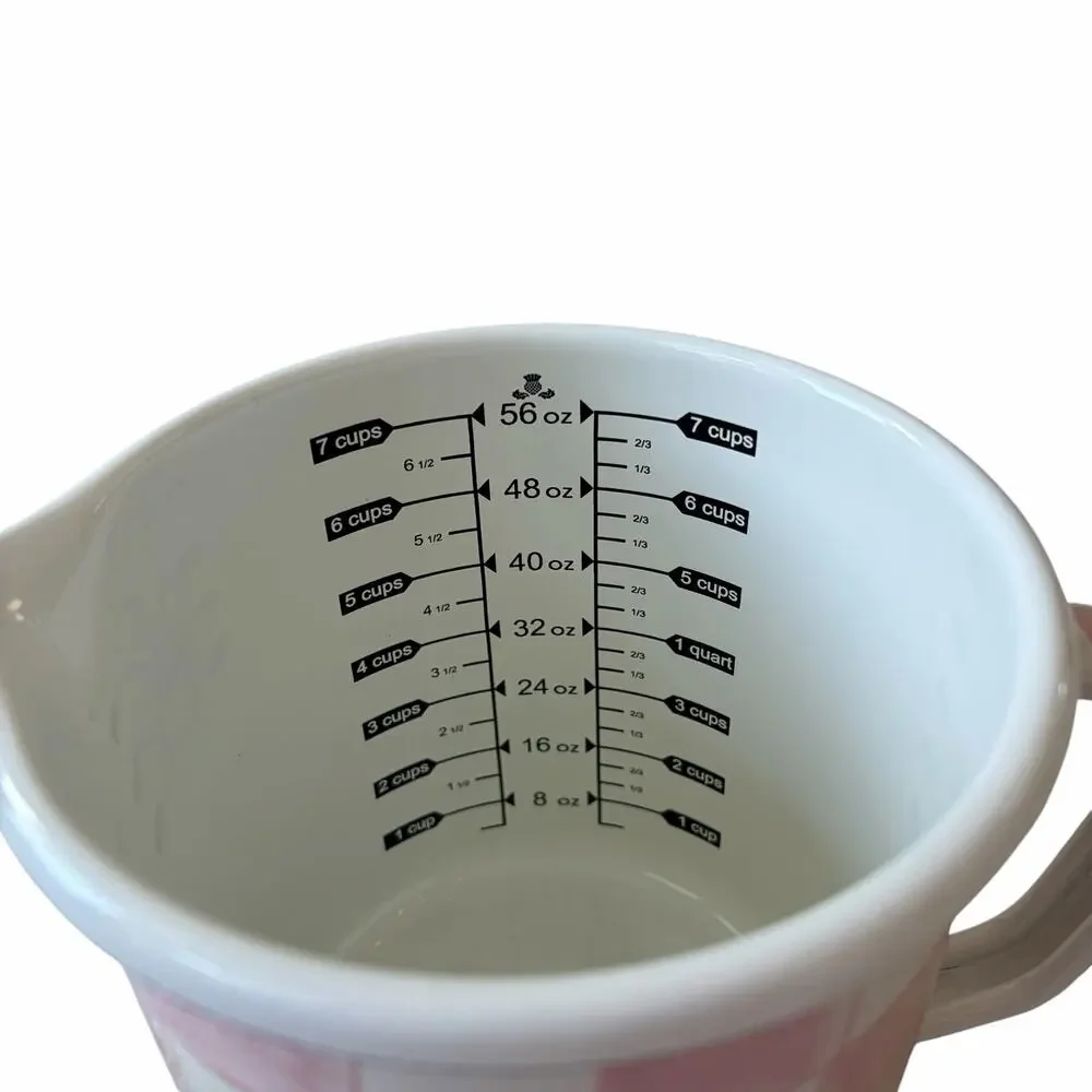MacKenzie-Childs Rosy Check 7 Cup Measuring Cup Hand Painted New